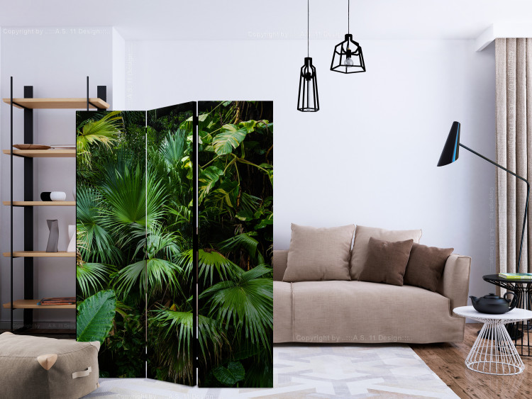 Room Divider Sunny Jungle (3-piece) - green leaves of tropical plants 134311 additionalImage 4