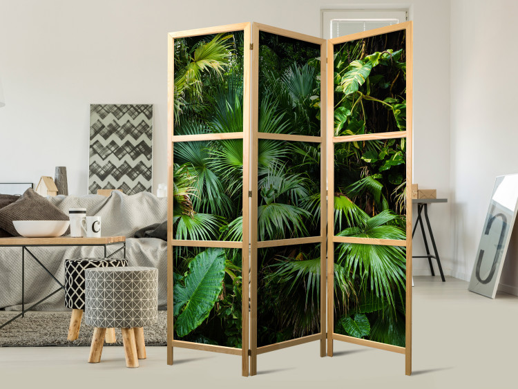 Room Divider Sunny Jungle (3-piece) - green leaves of tropical plants 134311 additionalImage 8