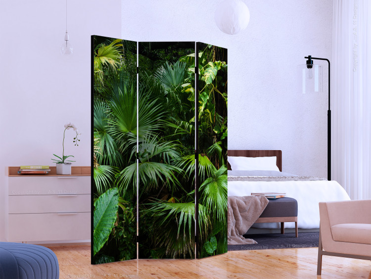 Room Divider Sunny Jungle (3-piece) - green leaves of tropical plants 134311 additionalImage 2