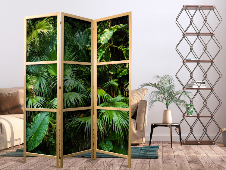 Room Divider Sunny Jungle (3-piece) - green leaves of tropical plants 134311 additionalImage 6