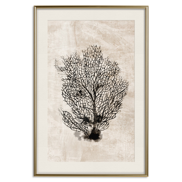 Wall Poster Sea Fan - dark plant composition on a beige textured background 134511 additionalImage 20