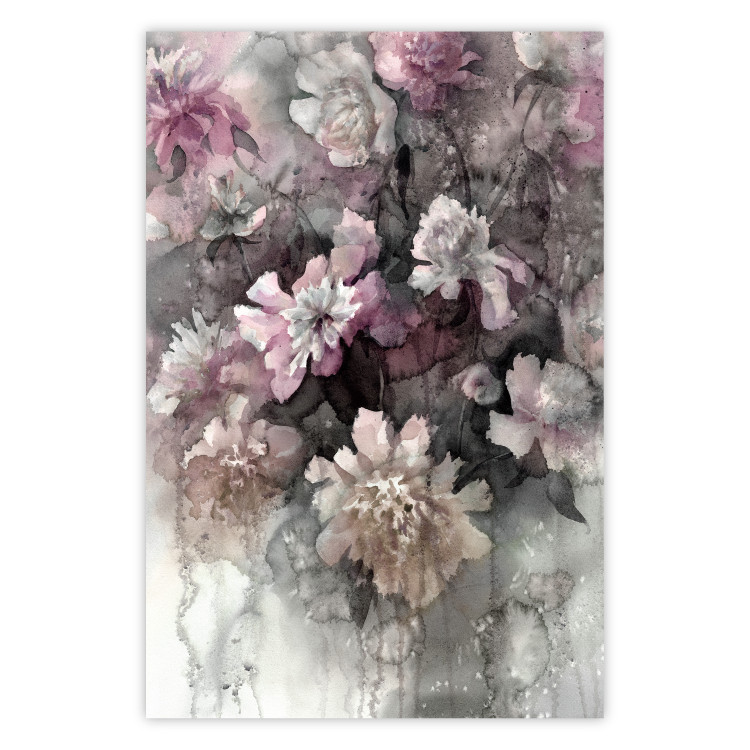 Wall Poster Tinted Feeling - floral composition of flowers in a watercolor motif 134811