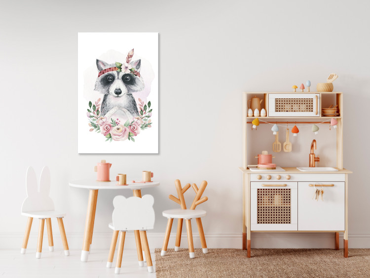 Canvas Art Print Raccoon with headband - Colorful graphics with animals for children 135711 additionalImage 3