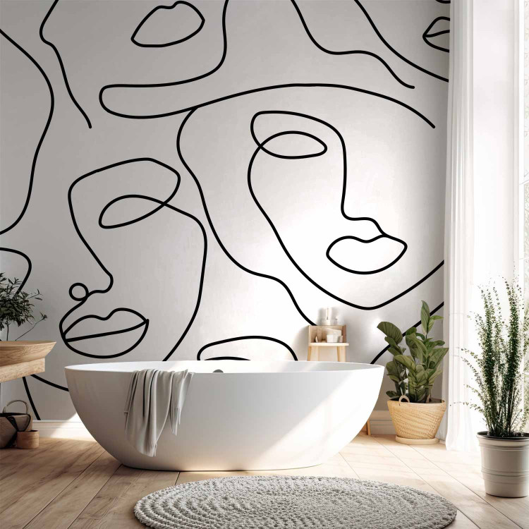 Wall Mural Black and white abstract with faces - minimalist portraits of women 136511 additionalImage 8