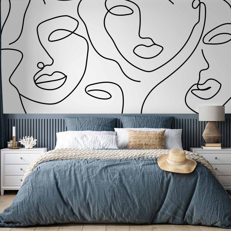 Wall Mural Black and white abstract with faces - minimalist portraits of women 136511 additionalImage 2