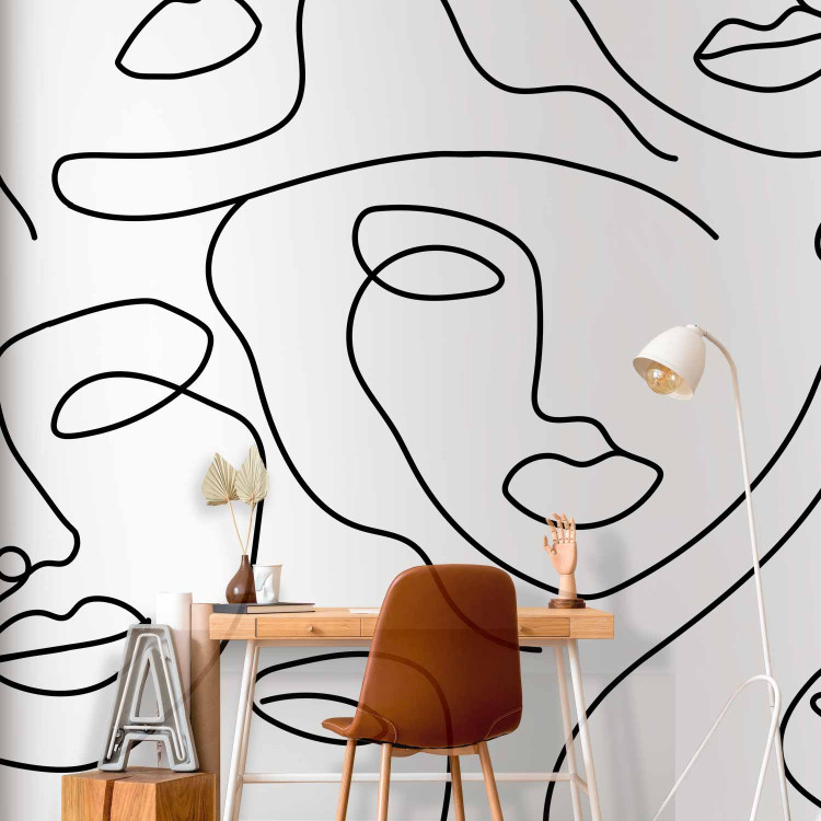 Wall Mural Black and white abstract with faces - minimalist portraits of women 136511 additionalImage 4