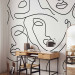 Wall Mural Black and white abstract with faces - minimalist portraits of women 136511