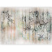 Wall Mural Descending paint - minimalist leaves on a background of wooden boards 142711 additionalThumb 5