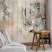 Wall Mural Descending paint - minimalist leaves on a background of wooden boards 142711 additionalThumb 4