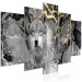 Canvas Print Wolves in Gold (5-piece) Wide - gray abstraction and animals 142811 additionalThumb 2
