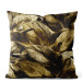 Decorative Velor Pillow Leafy thickets - a graphic floral pattern in brass tones 147111