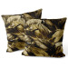 Decorative Velor Pillow Leafy thickets - a graphic floral pattern in brass tones 147111 additionalThumb 3