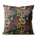 Decorative Velor Pillow Colourful teardrops - composition with geometric motif and flowers 147311