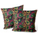 Decorative Velor Pillow Colourful teardrops - composition with geometric motif and flowers 147311 additionalThumb 3