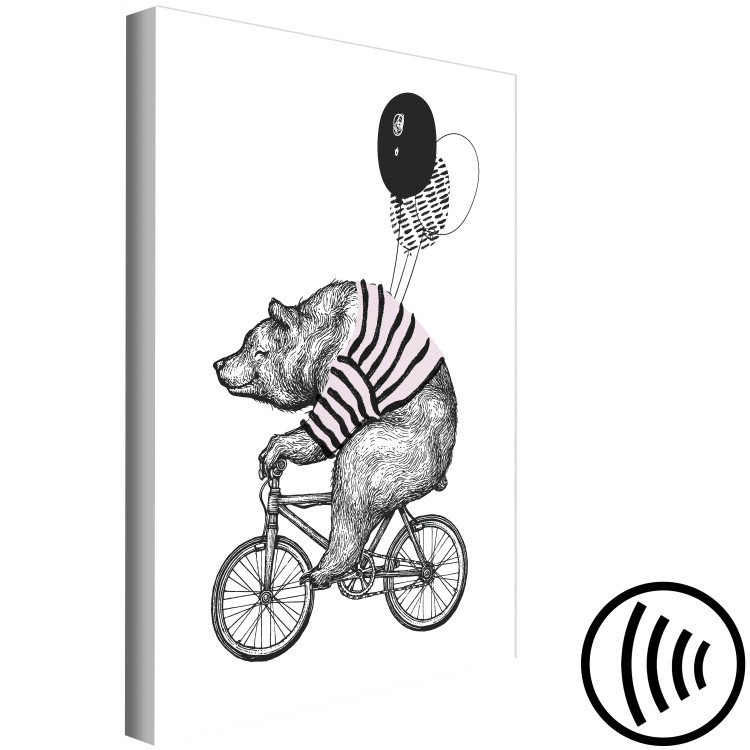 Canvas Print Bear on a Bicycle - Black and White Funny Drawing for Children 149811 additionalImage 6