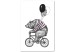 Canvas Print Bear on a Bicycle - Black and White Funny Drawing for Children 149811