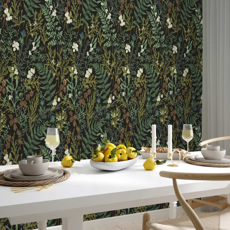 Wallpaper Botanical Pattern - Numerous Species of Leaves on a Graphite Background 149911 additionalImage 9