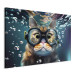 Canvas Art Print AI Cat - Diving Animal in Goggles Among Bubbles - Horizontal 150211 additionalThumb 2