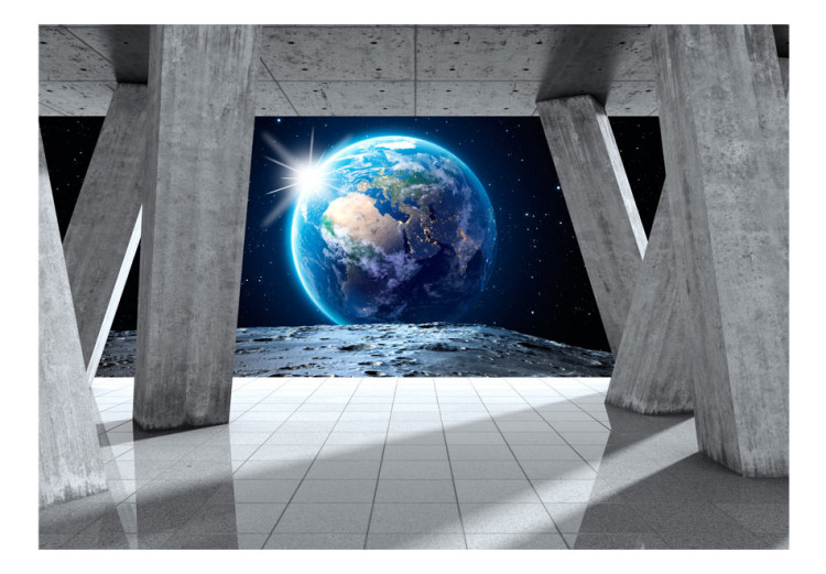 Wall Mural View from the moon - starscape of space with Earth and sun 72511 additionalImage 1
