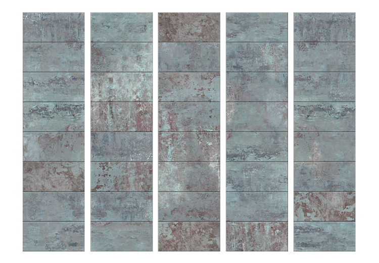 Room Divider Screen Turquoise Concrete II - texture resembling tiles of turquoise concrete 95411 additionalImage 3