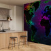 Photo Wallpaper Waves - world map with colourful outline of continents and dark background 106121 additionalThumb 7