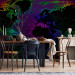 Photo Wallpaper Waves - world map with colourful outline of continents and dark background 106121 additionalThumb 6