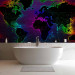 Photo Wallpaper Waves - world map with colourful outline of continents and dark background 106121 additionalThumb 8