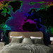 Photo Wallpaper Waves - world map with colourful outline of continents and dark background 106121 additionalThumb 2