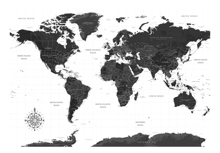 Photo Wallpaper Black and White Map 114521