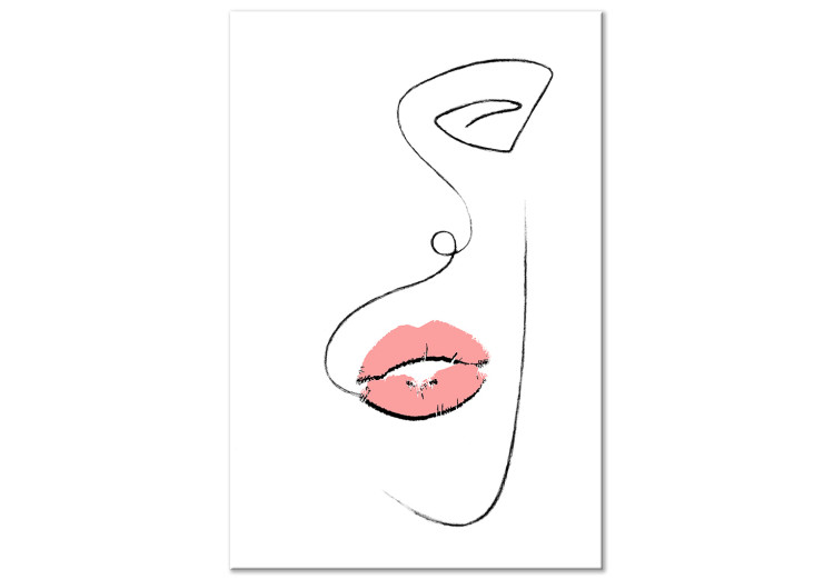 Canvas Print Woman's Lips (1-part) - Black and White Outline of a Delicate Face 115221