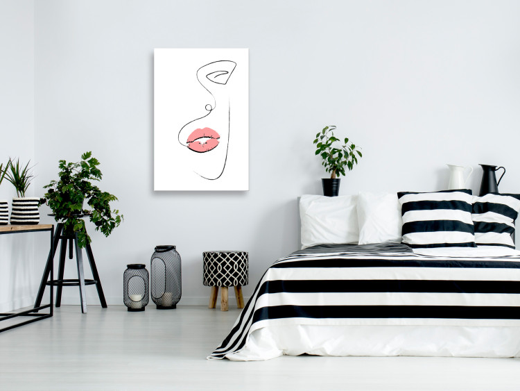 Canvas Print Woman's Lips (1-part) - Black and White Outline of a Delicate Face 115221 additionalImage 3