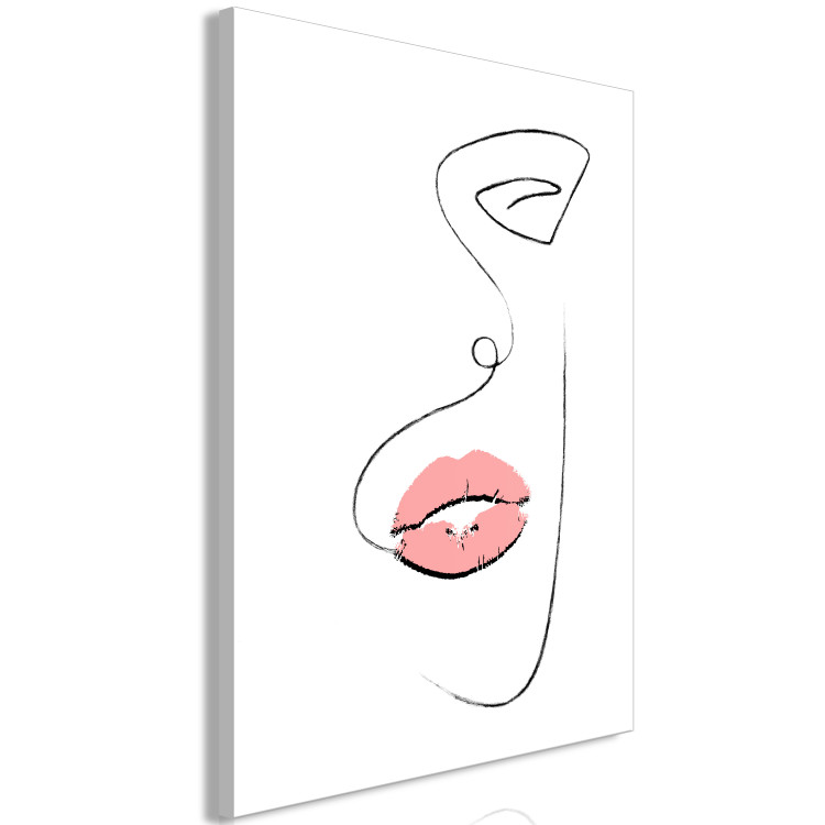 Canvas Print Woman's Lips (1-part) - Black and White Outline of a Delicate Face 115221 additionalImage 2