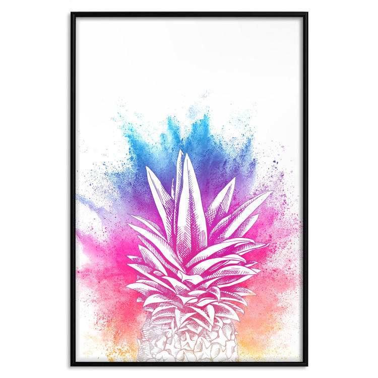 Poster Colorful Pineapple - composition with a tropical fruit on an explosion of colors background 115321 additionalImage 24