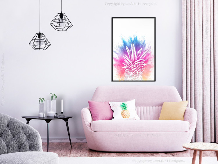 Poster Colorful Pineapple - composition with a tropical fruit on an explosion of colors background 115321 additionalImage 3