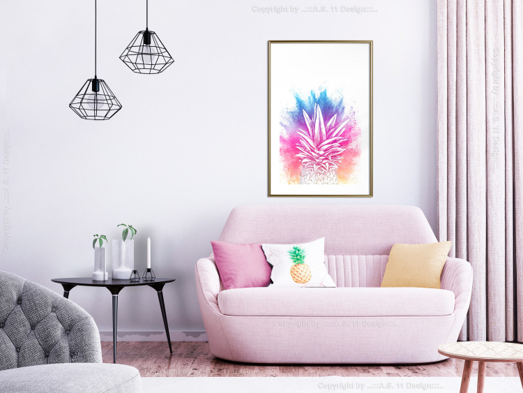 Poster Colorful Pineapple - composition with a tropical fruit on an explosion of colors background 115321 additionalImage 13