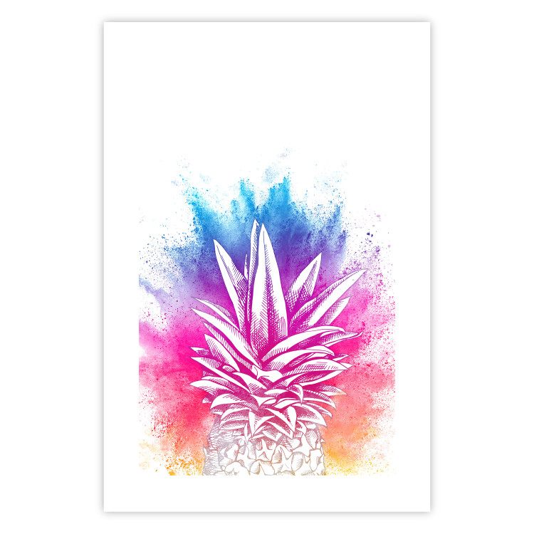 Poster Colorful Pineapple - composition with a tropical fruit on an explosion of colors background 115321 additionalImage 25