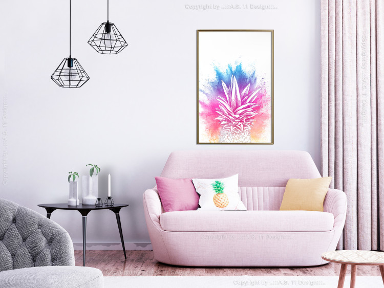 Poster Colorful Pineapple - composition with a tropical fruit on an explosion of colors background 115321 additionalImage 7