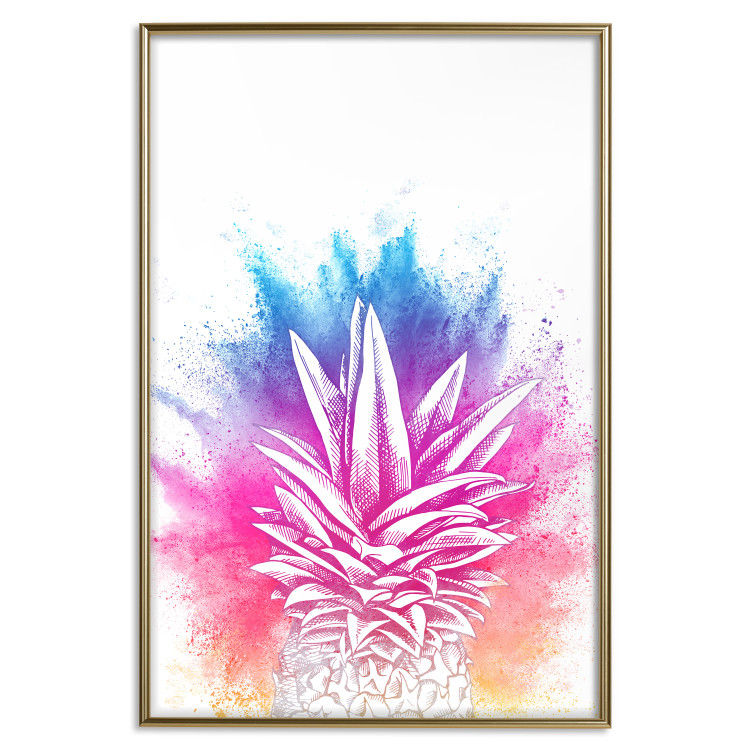 Poster Colorful Pineapple - composition with a tropical fruit on an explosion of colors background 115321 additionalImage 20