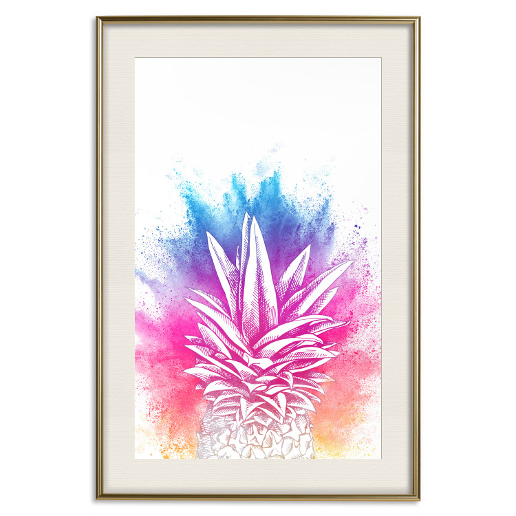 Poster Colorful Pineapple - composition with a tropical fruit on an explosion of colors background 115321 additionalImage 19