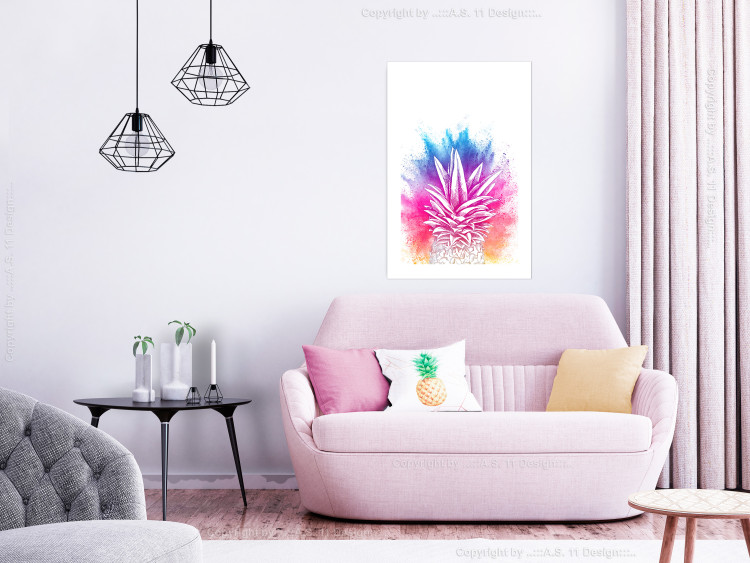 Poster Colorful Pineapple - composition with a tropical fruit on an explosion of colors background 115321 additionalImage 2