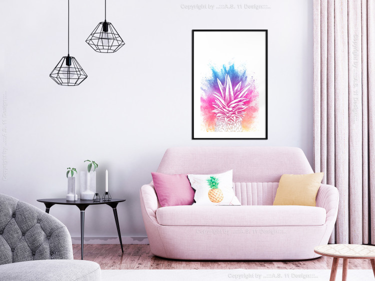 Poster Colorful Pineapple - composition with a tropical fruit on an explosion of colors background 115321 additionalImage 6