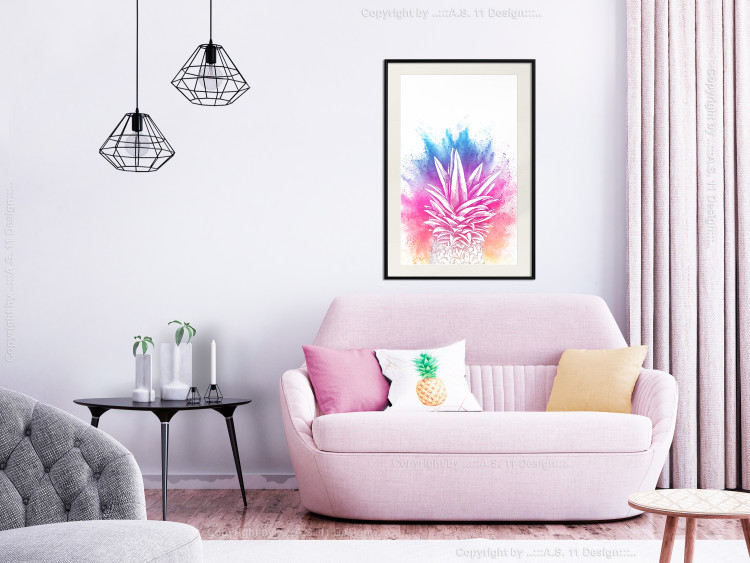 Poster Colorful Pineapple - composition with a tropical fruit on an explosion of colors background 115321 additionalImage 22
