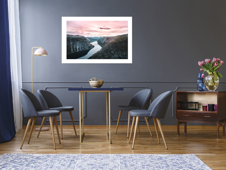 Wall Poster Lake Ringedalsvatnet - majestic landscape of mountains and pink sky 117621 additionalImage 2
