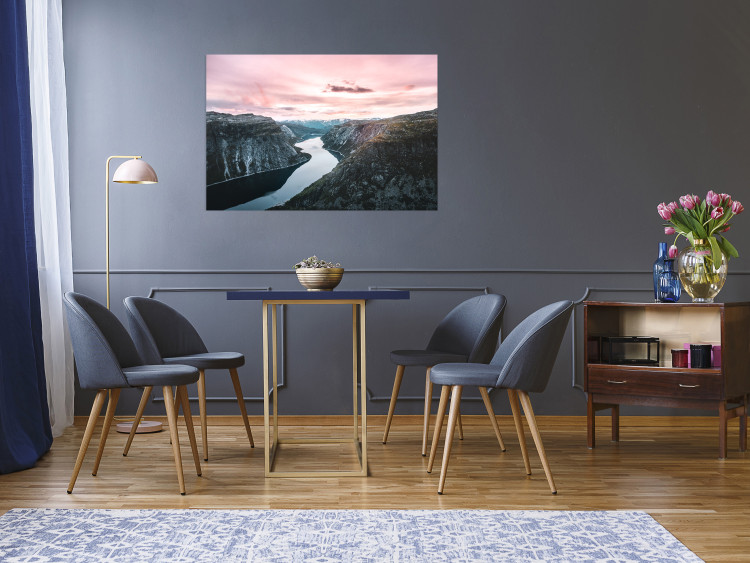 Wall Poster Lake Ringedalsvatnet - majestic landscape of mountains and pink sky 117621 additionalImage 17