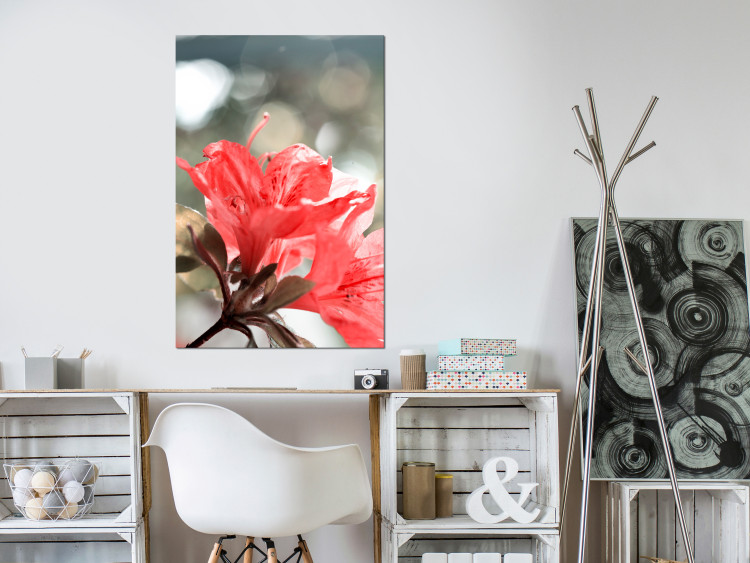 Canvas Art Print Hibiscus red - a minimalist photo of a twig and flowers 121621 additionalImage 3