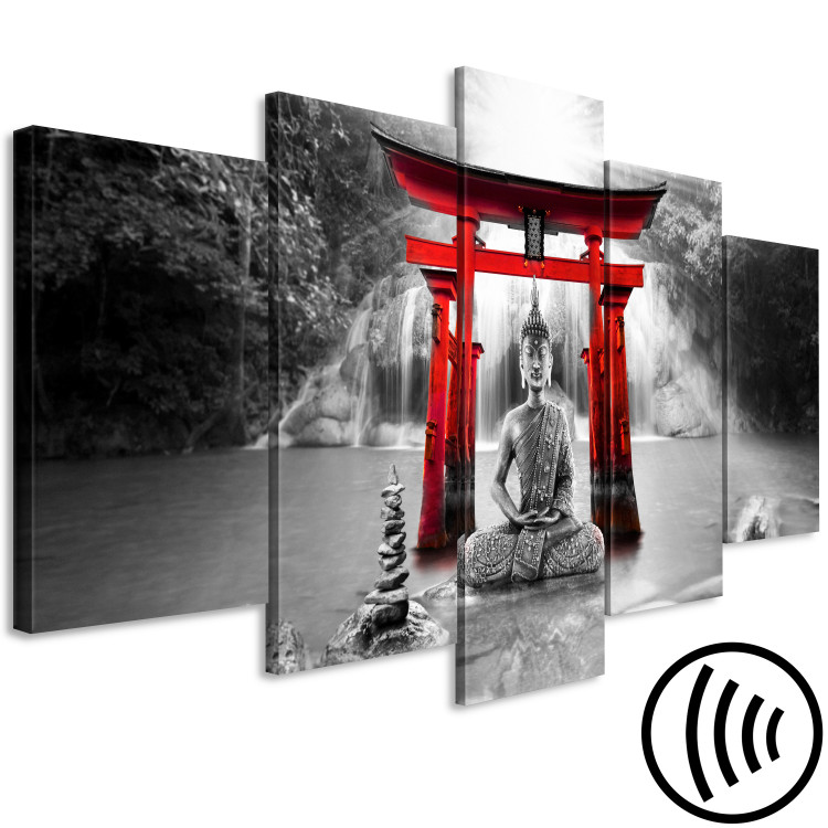Canvas Buddha Smile (5 Parts) Wide Red 121921 additionalImage 6