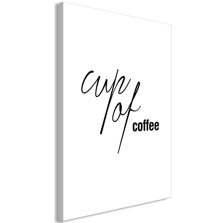 Canvas Art Print Cup of coffee in English - black and white decoration for the kitchen 122921 additionalImage 2