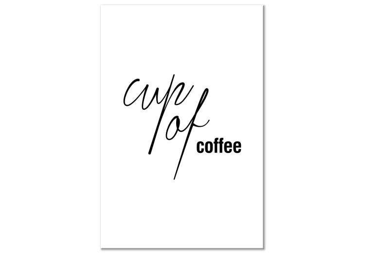 Canvas Art Print Cup of coffee in English - black and white decoration for the kitchen 122921