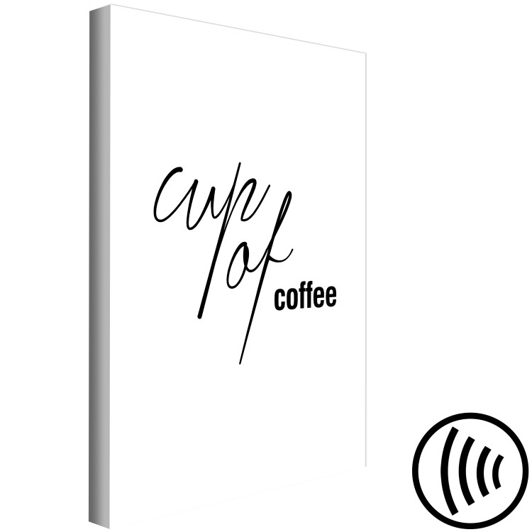 Canvas Art Print Cup of coffee in English - black and white decoration for the kitchen 122921 additionalImage 6
