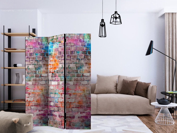 Room Divider Chromatic Wall - texture of gray bricks with a colorful hue 123021 additionalImage 4